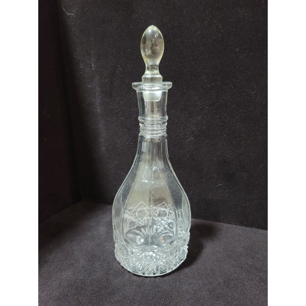 Liquor Bottle McKee Glass Plutec Decanter w/Stopper Decorative VTG